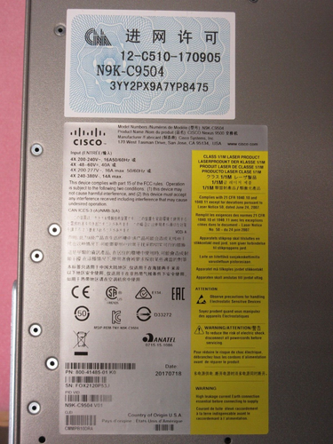 Cisco Nexus C9504 N9K-C9504 châssis commutateur 4 emplacements 2x N9K-SUP-A 2x N9K-SC-A - Photo 2/7