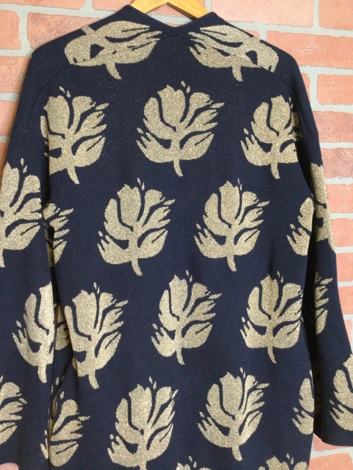 Demylee Remi пальто женщин длинный кардиган свитер XS золото металлический жаккард - Изображение 4 из 4