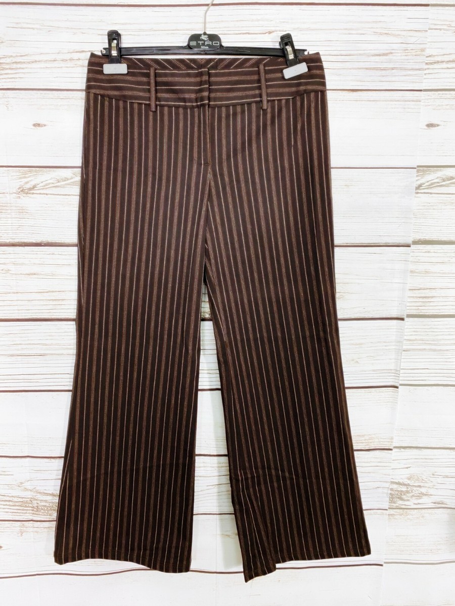 Vintage Body By Victoria Womens Pants Size 8 Brown Pinstripe Flat