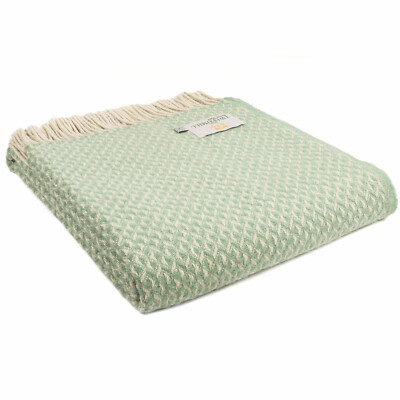 TWEEDMILL TEXTILES 100% Wolle Schlafsofa Decke Teppich DIAMOND SEA GREEN & GREY ÜBERWURF