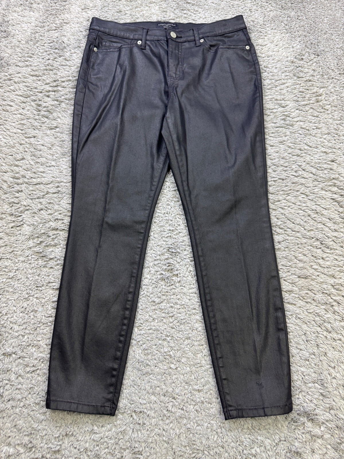 Banana Republic Pants Women 30 Petite Black Faux Leather Skinny Fit Ankle Crop