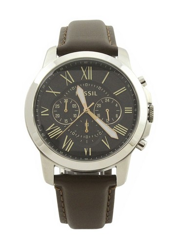 Brown Leather Chronograph Analog Watch 