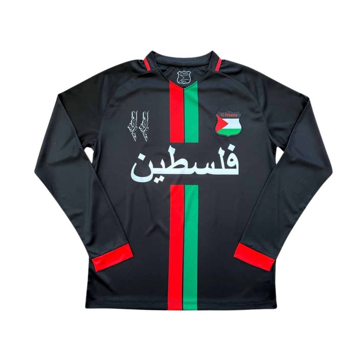 Palestino Maillot Palestine Noir FC Palestina Black Centre Striped