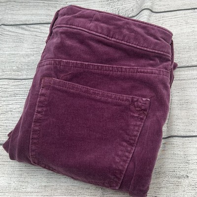 Anthropologie Pilcro 27 High-Rise Button-Fly Skinny Micro Cord Pants Mulberry