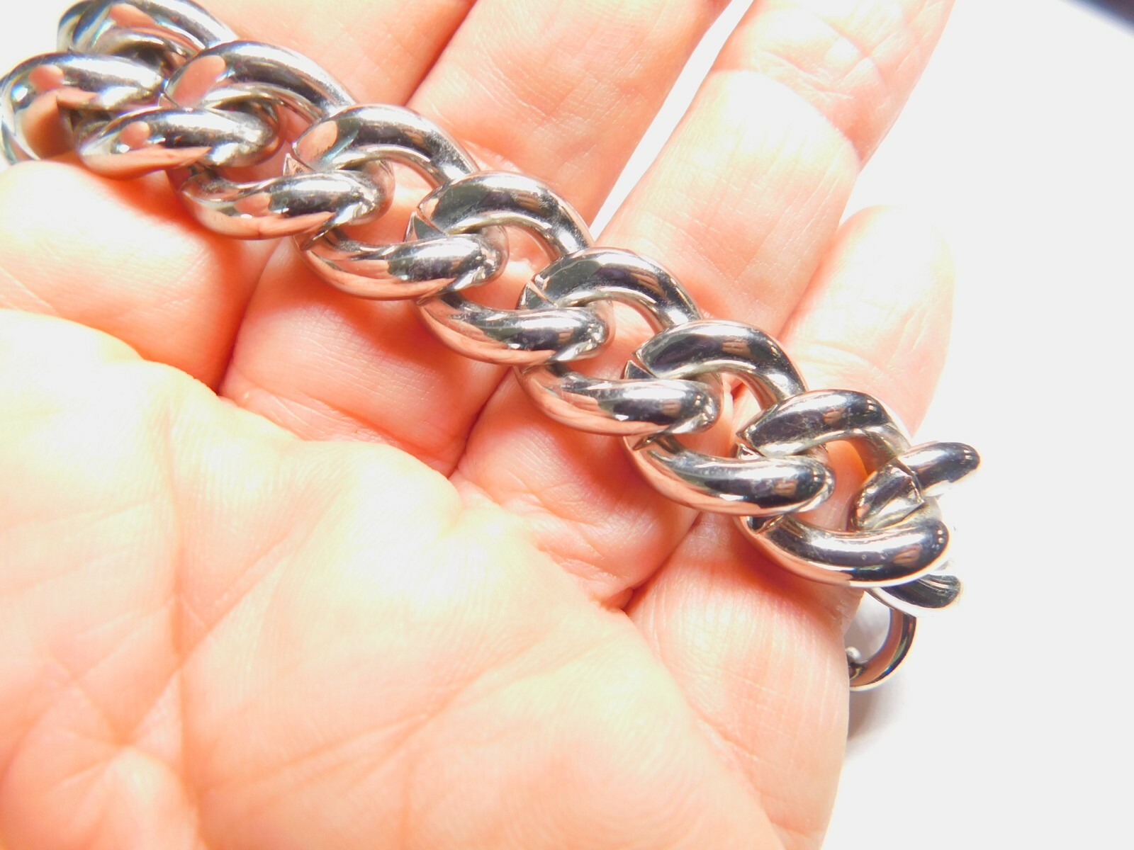 Signed Chico's Heavy Curb Chain Solid Silver Tone… - image 3