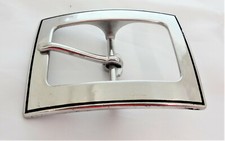 Jeremiah Watt Rectangle Smooth Groove Double Belt Buckle Stainless Steel Western