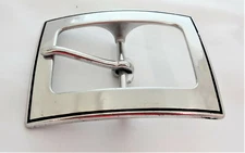 Jeremiah Watt Rectangle Smooth Groove Double Belt Buckle Stainless Steel Western