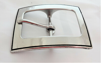 Jeremiah Watt Rectangle Smooth Groove Double Belt Buckle Stainless Steel Western