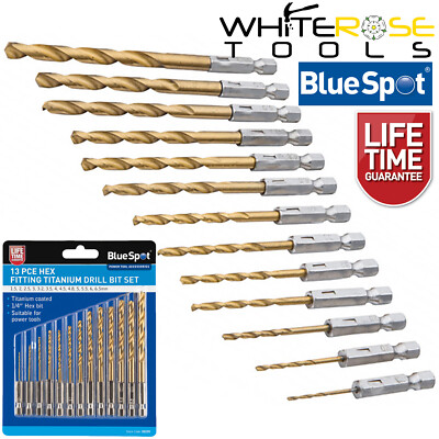 BlueSpot Titan Bohrer Bit Set 13 Stck. 1,5-4,8 mm Sechskantschaft 1/4 Zoll Holz Kunststoff Metall