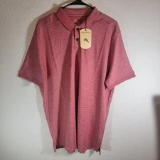 Tommy Bahama Polo ST226446RS Shirt Mens L Striped DK Havana New