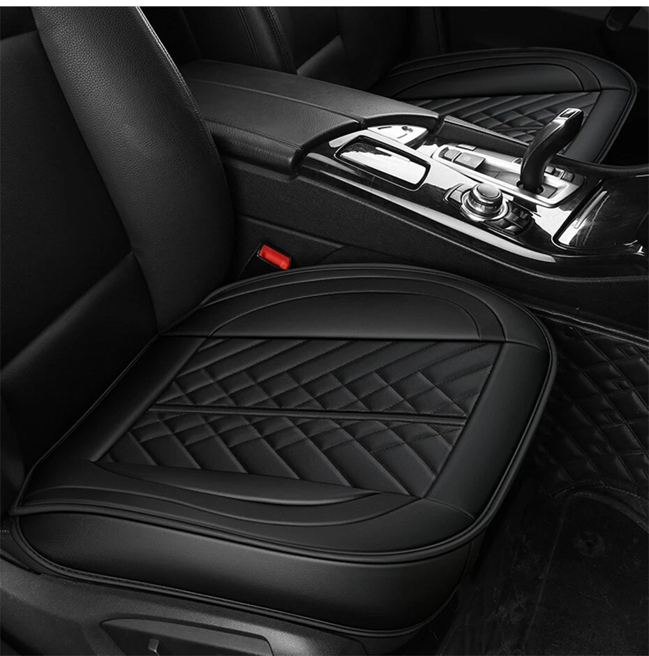 Um par de acessórios de almofada protetora respirável preta para assento frontal de carro - Imagem 3 de 4