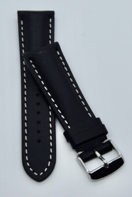 HERZOG Uhrenarmband glattes Kalbsleder für zB Breitling Uhren 20 mm  schwarz