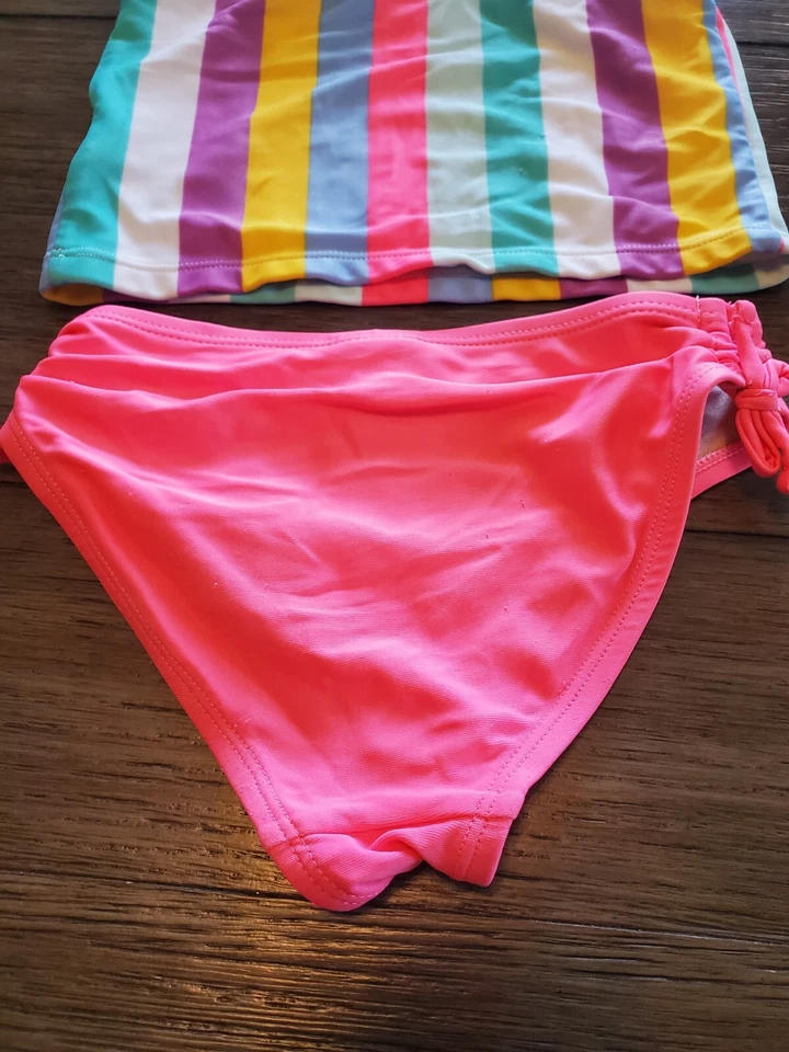Traje de baño Tankini a rayas azul marino antiguo para niñas talla XS Foto 4 de 4