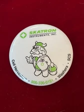 Skatron Instruments Inc Pinback Button Sterling VA Promo Ad Viking Logo 1.75"