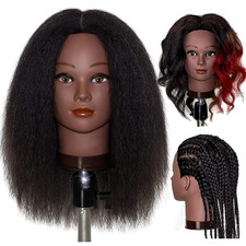 Mannequin Head with Human Hair,16",Braiding Styling Doll Head,Beauty School Mani