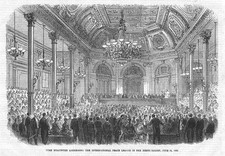 PERE HYACINTHE Addressing International Peace League - Antique Print 1869