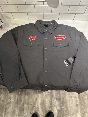 #ad Colosseum Wisconsin Size Xl Retro Men’s Work Shirt Snaps Brand New $35.00