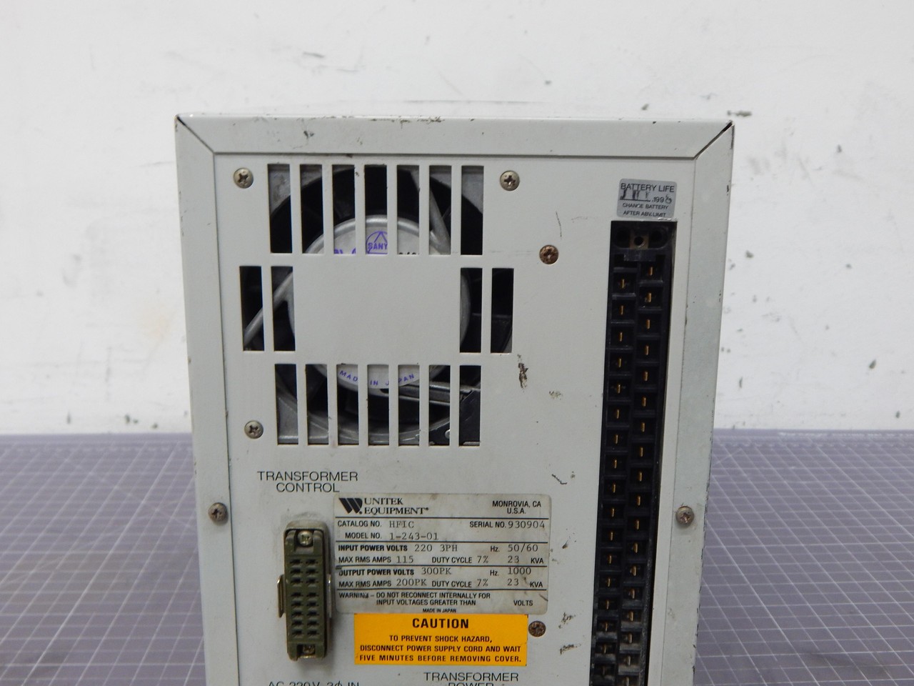 UNITEK MIYACHI 1-243-01 HF INVERTER WELDING POWER CONTROL 300 PK 1000 HZ 23 KA M