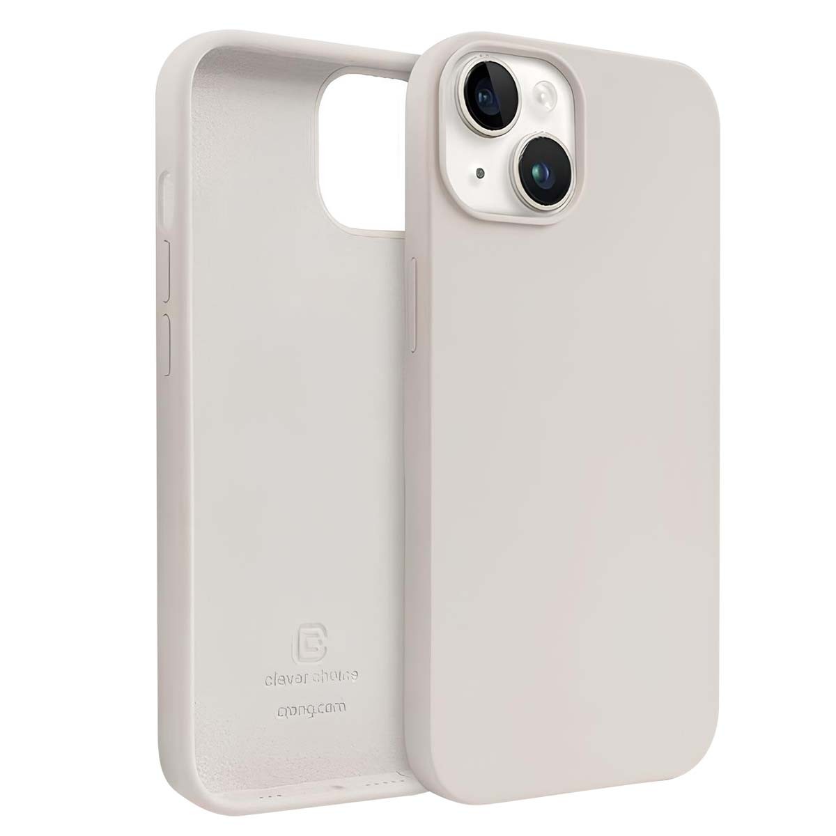 Coque antichoc iPhone 14 Plus Crong en silicone beige robuste