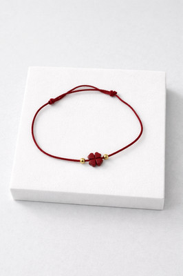 Rotes Schnurarmband | Vierblättriges Kleeblatt verstellbar Glücksbringer Geschenk für Sie