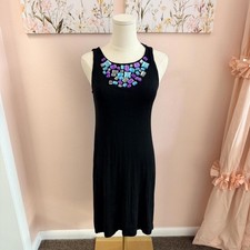 Karen Kane Black Embellished Gemstone Sleeveless Midi Dress