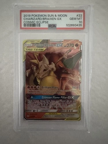 Charizard & Braixen GX 22/236 PSA 10 Cosmic Eclipse Tag Team 2019