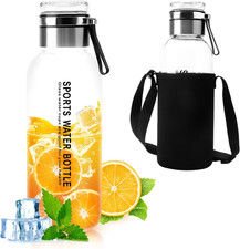 Bottiglia Di Vetro Da 1,5 Litri, Con Custodia, per Acqua E Tè, Colino E Coperchi