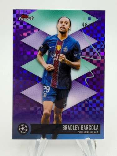 2025-26 Topps Finest UEFA CC BRADLEY BARCOLA Rare Purple Checkerboard /75 #542