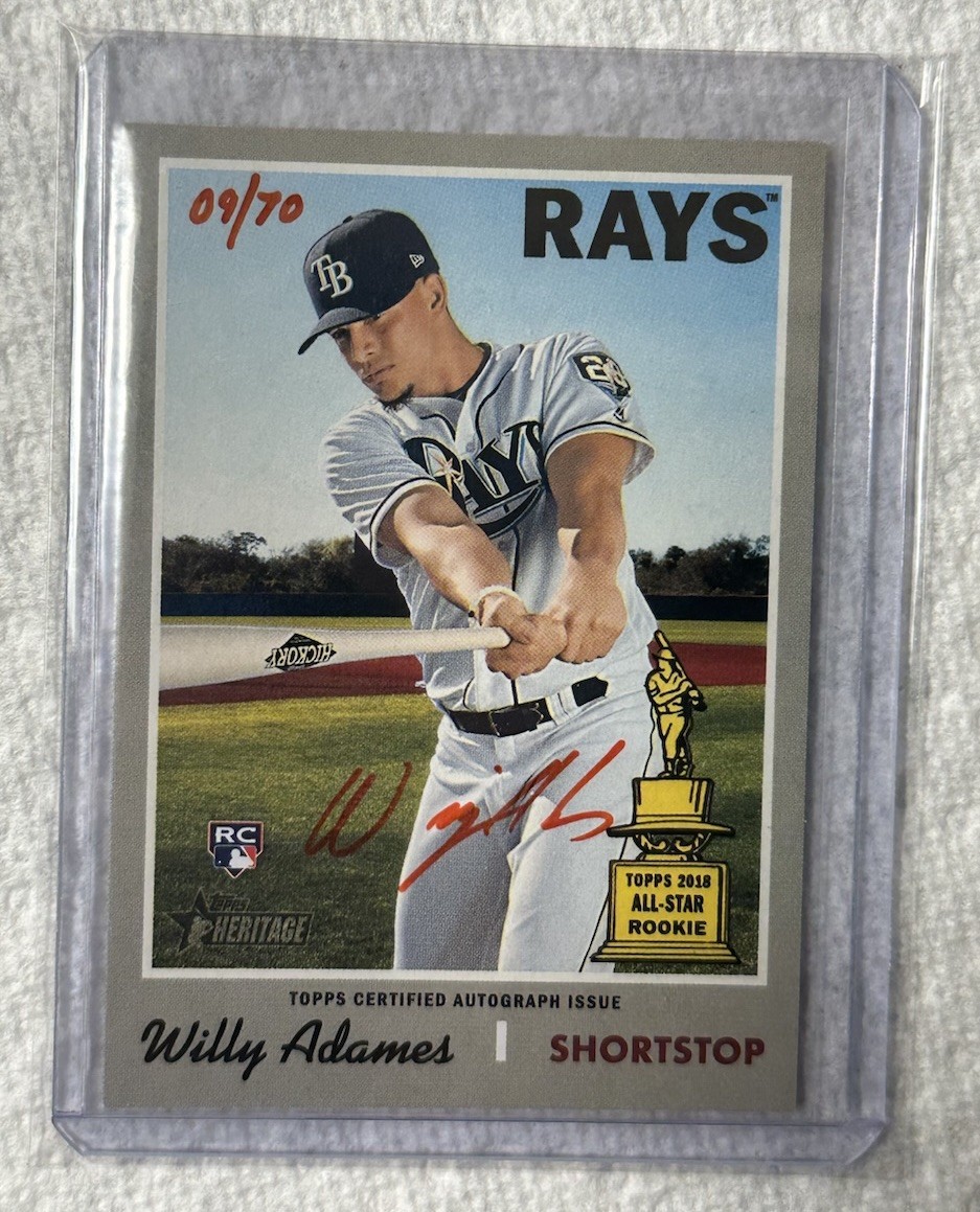 2019 Topps Heritage Willy Adames Real One Red Ink Rookie Auto /70 Tampa Bay Rays