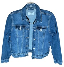Old Navy Denim Jean Jacket Girls Size 10-12 EUC Cotton Spandex Medium Wash