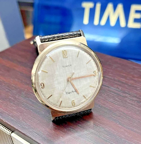 Vintage 1962 Timex Electric West Germany Back Set Men's Watch - M67 Linen Dial