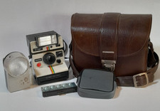 Polaroid One Step Rainbow Stripe Land Camera With Case  Q-Flash Untested