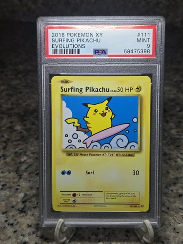 ⚡️⚡️2016 Pokémon TCG XY Surfing Pikachu Evolutions #111 /108  PSA 9