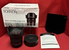 ROKINON 10mm F2.8 ED AS NCS CS SUPER WIDE ANGLE LENS  W/POUCH, NEW IN OPENED BOX
