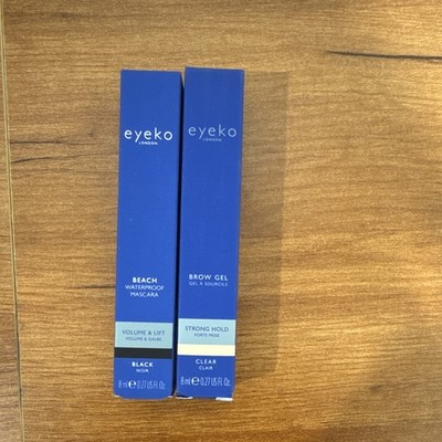 Eyeko Beach Waterproof Mascara Black + Brow Gel Clear Strong Hold Cruelty-Free
