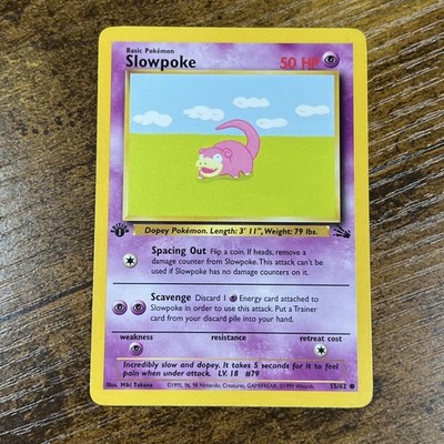 Slowpoke Fossil 55/62 1st Edition Common Pokemon Card Miki Takano Art