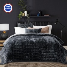 RECYCO Luxury Velvet Quilt Set King Size Bedding Sets Ultra Soft Velvet