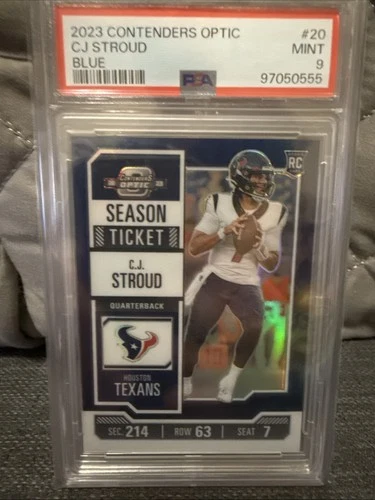 2023 Panini Contenders Optic -Season Ticket C.J. Stroud #20 Blue Prizm /99 PSA 9