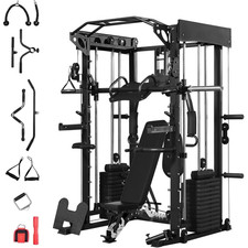 Musept All-in-one Home Gym Smith Machine Dual 313lb Weight Stacks Cable Pulley