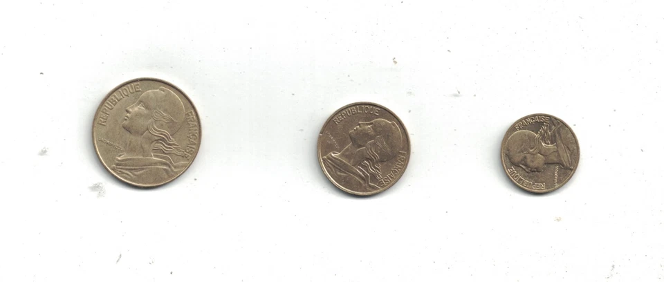 3 PIECES - 20 et 10 et 5 CENTIMES DE FRANC - REPUBLIQUE FRANCAISE - MARIANNE - Photo 1/1