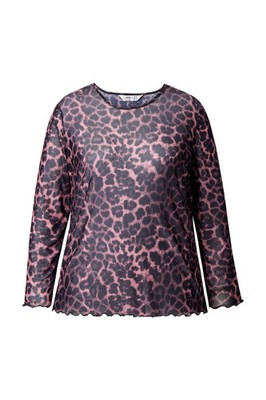 Angel of Style Damen große Größen Mesh Shirt Slim Fit Wellenmuster