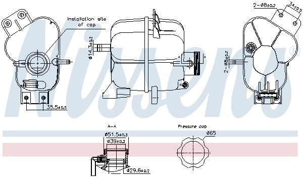 Vase d'expansion liquide de refroidissement Nissens 996343 pour stopper les fuites OE 42620260