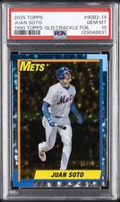 2025 TOPPS 1990 TOPPS BASEBALL SERIES 2-GOLD CRACKLE FOIL JUAN SOTO 11/50 PSA 10