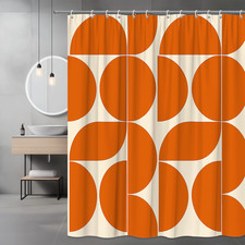 Retro Orange Geometric Shower Curtain for Modern Bathroom Decor