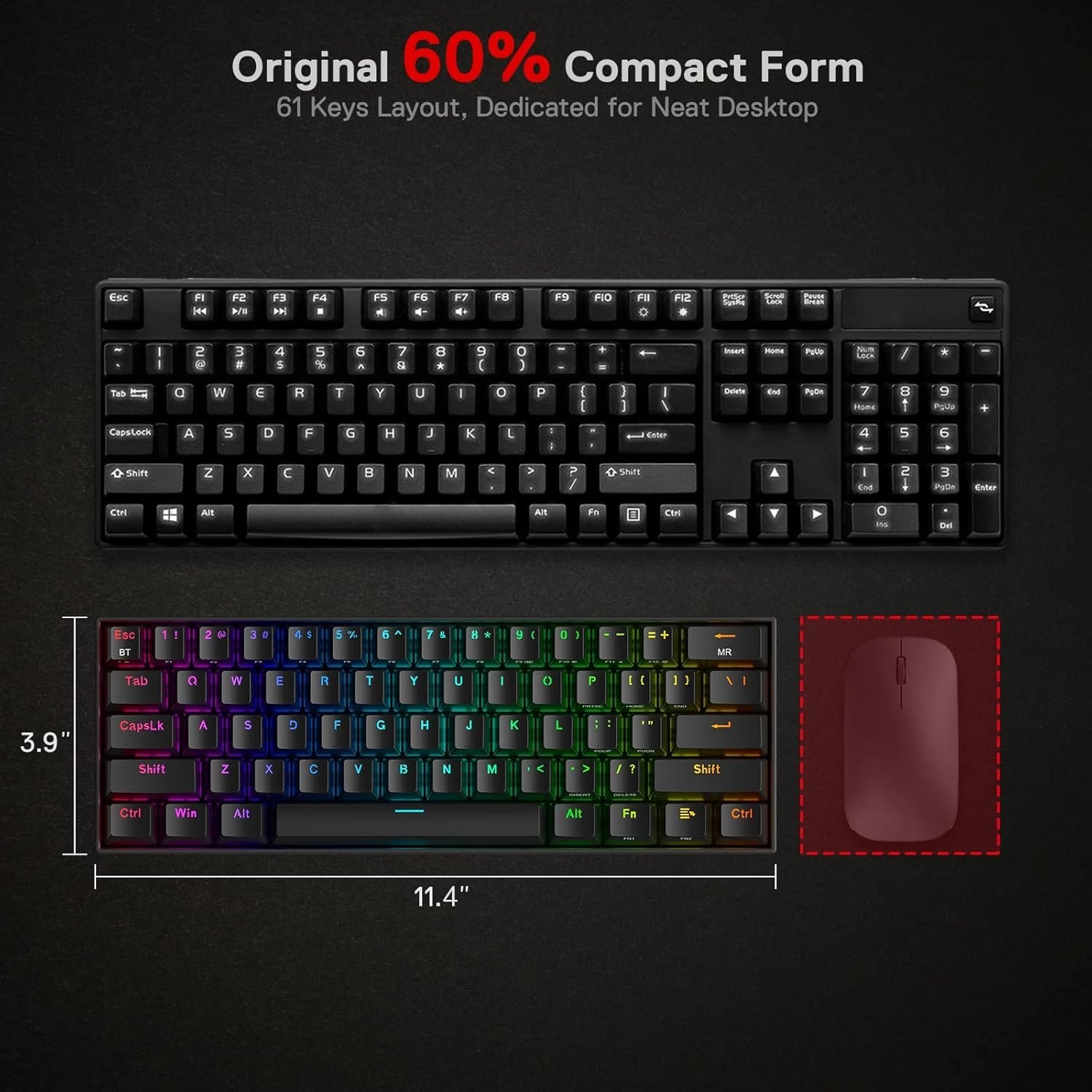 RGB-Gaming-Tastatur Hot-Swap 2,4 GHz drahtlos