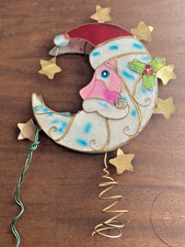 Kurt S. Adler Christmas Tree Topper, Multi-color Capiz SANTA Moon Lights