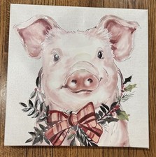 Hobby Lobby Christmas Holiday Pig Farmhouse 12 X 12 Picture Wall Decor