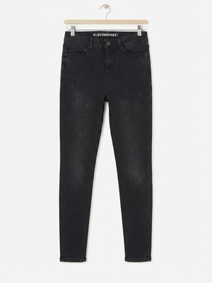 Clockhouse Damen Jeans Skinny schwarz Denim Five-Pocket mit Reißverschluss/Knopf