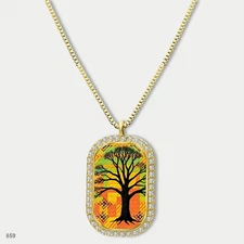 Amazing Colorful Tree of Life Pendant Necklace Chain Image Dog Tag Chain Gift De