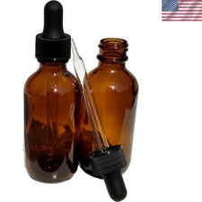 Reusable 2oz Amber Glass Dropper Bottles - Perfect for Essential Oils